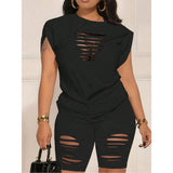 2-piece Short Sleeved cut out Shorts Short Set