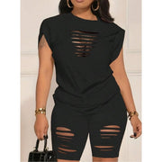 2-piece Short Sleeved cut out Shorts Short Set