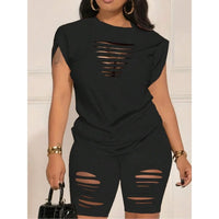 2-piece Short Sleeved cut out Shorts Short Set
