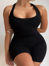 Plus Size New Summer Fashion Black Halter Sexy Body-Con Backless jumpsuit